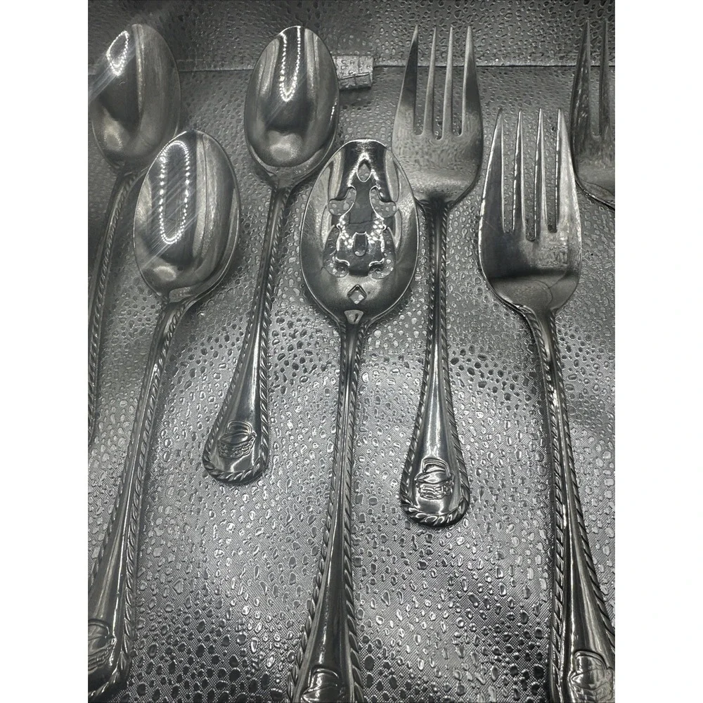 Wallace‎ Silverplate Serving Utensils Lot Of 8 Wheat Basket EP Bronze Vintage